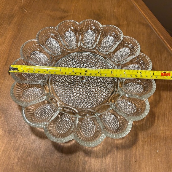 Indiana Glass Hobnail 15 Deviled Egg Plate & Relish Tray Dish Vintage - Picture 4 of 6